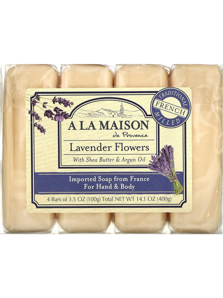 A La Maison de Provence, Lavender Flowers Bar Soap Value Pack, 4 Bars