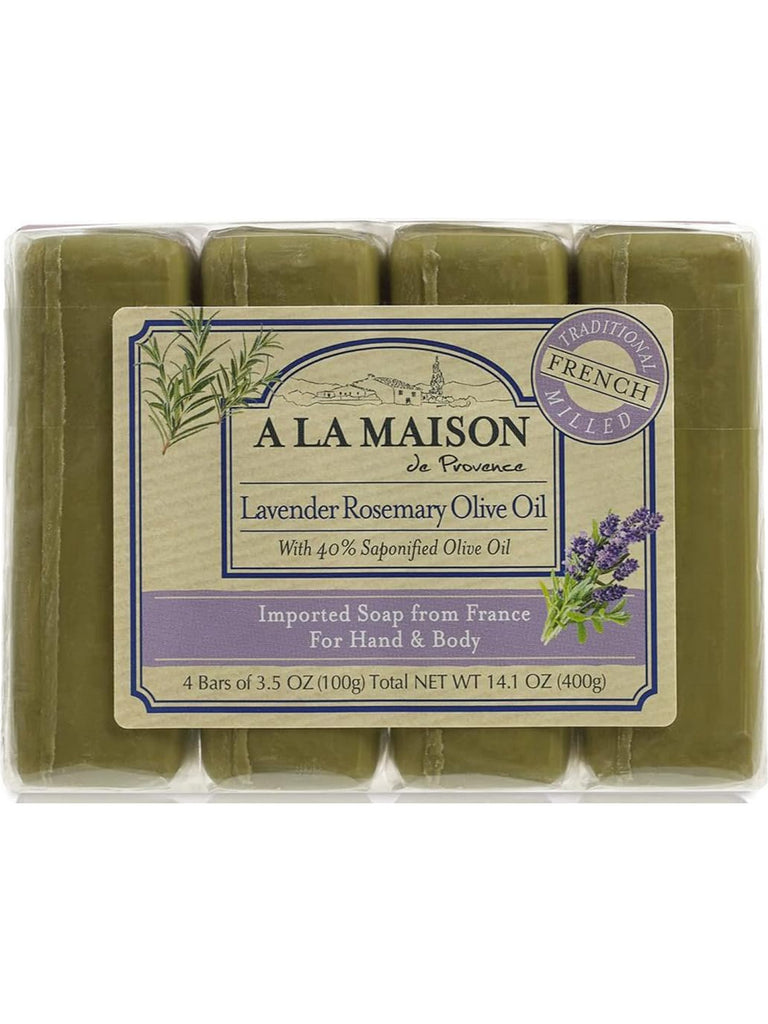 A La Maison de Provence, Lavender Rosemary Olive Oil Bar Soap Value Pack, 4 Bars
