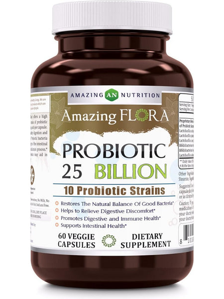 Amazing Flora, Probiotic 25 Billion, 10 Strains, 60 Veggie Capsules