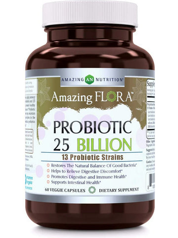 Amazing Flora, Probiotic 25 Billion, 13 Strains, 60 Veggie Capsules