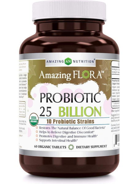 Amazing Flora, Probiotic 25 Billion, 10 Probiotic Strains, 60 Veggie Capsules