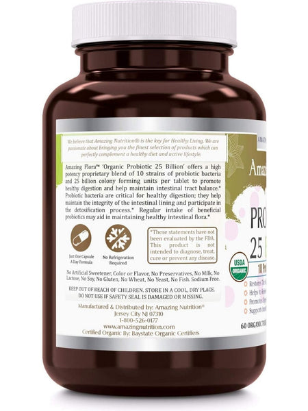 Amazing Flora, Probiotic 25 Billion, 10 Probiotic Strains, 60 Veggie Capsules