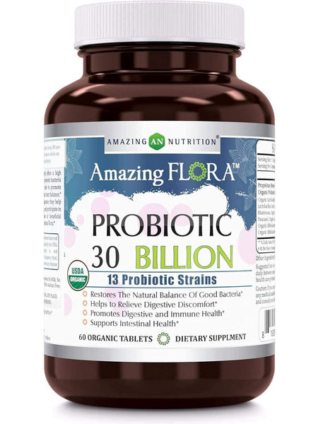 Amazing Flora, Probiotic 30 Billion, 13 Probiotic Strains, 60 Veggie Capsules