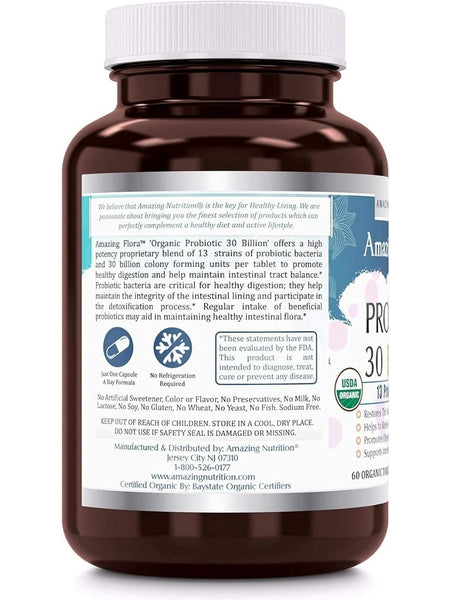 Amazing Flora, Probiotic 30 Billion, 13 Probiotic Strains, 60 Veggie Capsules