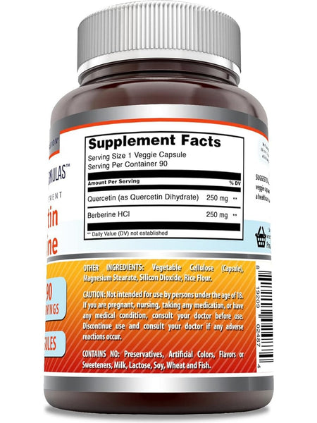 Amazing Formulas, Quercetin Berberine, 500 mg, 90 Veggie Capsules