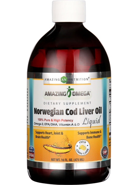 Amazing Omega, Norwegian Cod Liver Oil, Fresh Lemon, 16 fl oz