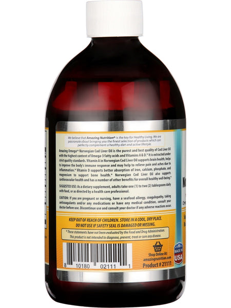 Amazing Omega, Norwegian Cod Liver Oil, Fresh Lemon, 16 fl oz