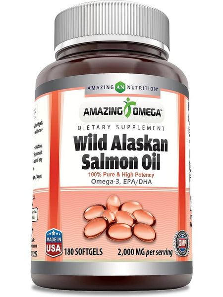 Amazing Omega, Wild Alaskan Salmon Oil, 2000 mg, 180 Softgels