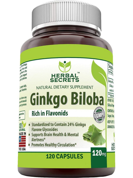 Herbal Secrets, Ginkgo Biloba, 120 mg, 120 Veggie Capsules