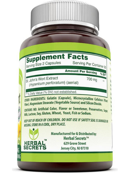 Herbal Secrets, St. John's Wort, 700 mg, 180 Capsules