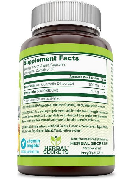 Herbal Secrets, Quercetin Bromelain, 800 mg, 120 Veggie Capsules