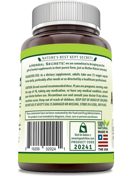 Herbal Secrets, Ashwagandha, 500 mg, 120 Veggie Capsules