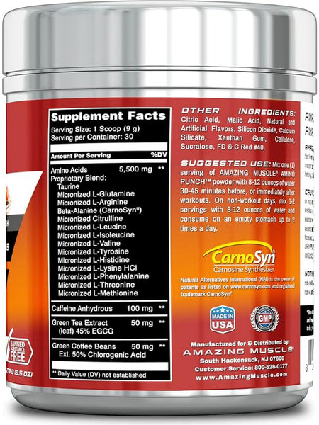 Amazing Muscle, Amino Punch, Fruit Punch, 8.9 oz