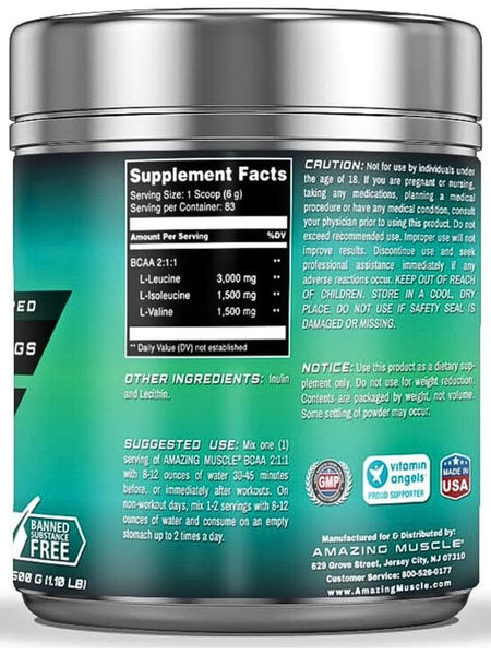 Amazing Muscle, BCAA 2:1:1, Unflavored, 1 lb