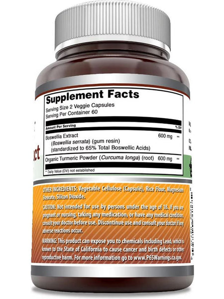 Amazing Formulas, Boswellia Extract & Turmeric, 1200 mg, 120 Veggie Capsules