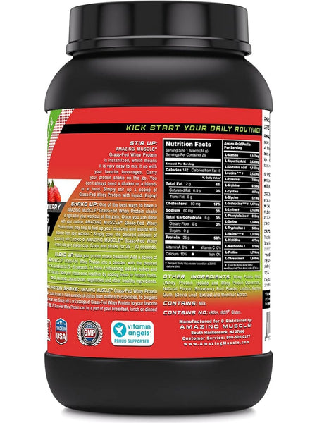 Amazing Muscle, Grass-Fed Whey Protein, Strawberry, 2 lbs