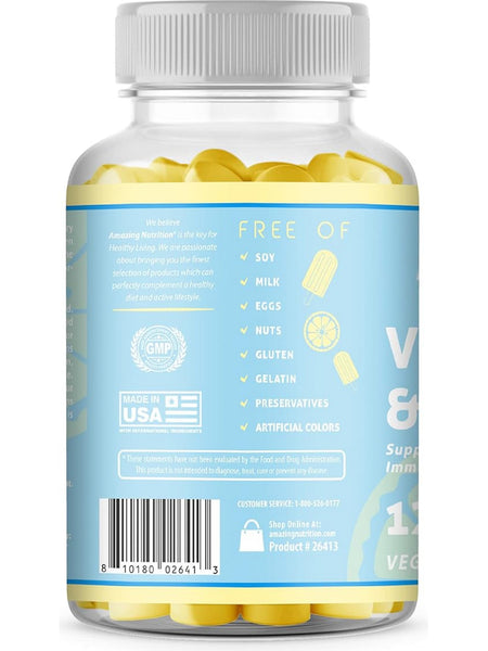 Amazing Nutrition, Amazing Gummies, Vitamin C & Zinc, 120 Lemon Ice Pop Gummies