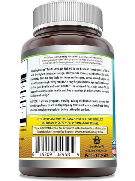 Amazing Omega, Triple Strength Fish Oil, 1360 mg, Fresh Lemon Flavor, 120 softgels