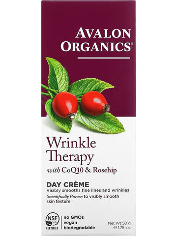 Avalon Organics, Wrinkle Therapy with CoQ10 & Rosehip Day Creme, 1.75 oz