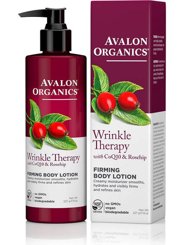 Avalon Organics, Wrinkle Therapy with CoQ10 & Rosehip Firming Body Lotion, 8 oz