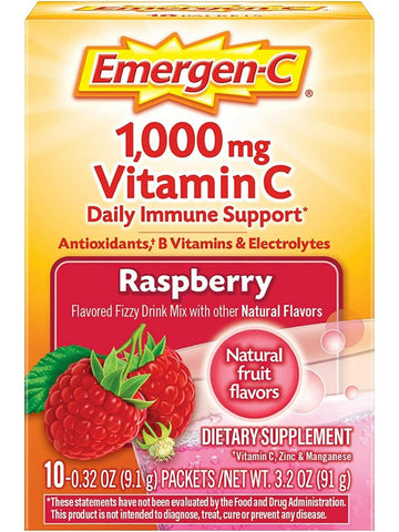 Emergen-C, Vitamin C, 1,000 mg, Raspberry, 10 Packets