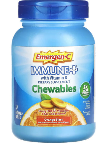 Emergen-C, Immune Plus with Vitamin D, 15 mcg, Orange Blast, 42 Chewable Tablets