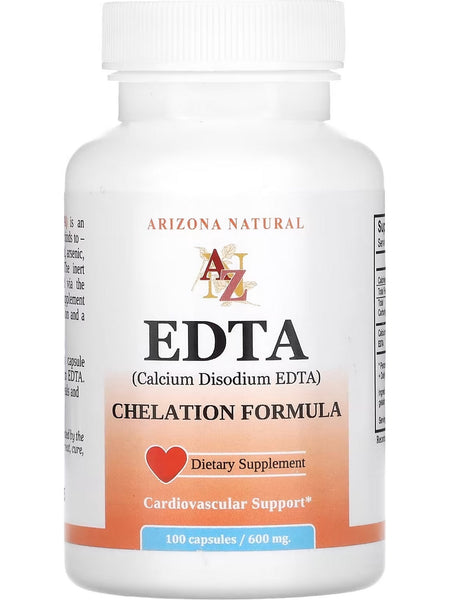 Arizona Natural, EDTA (Calcium Disodium EDTA) Chelation Formula, 600 mg, 100 Capsules