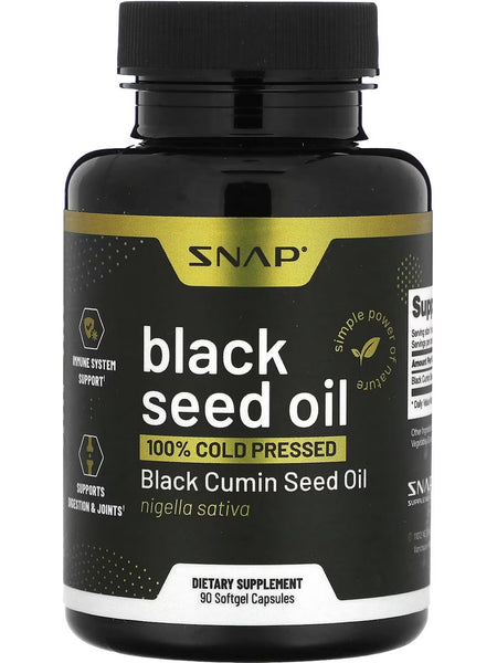 Snap Supplements, Black Seed Oil, Nigella Sativa, 90 Softgel Capsules