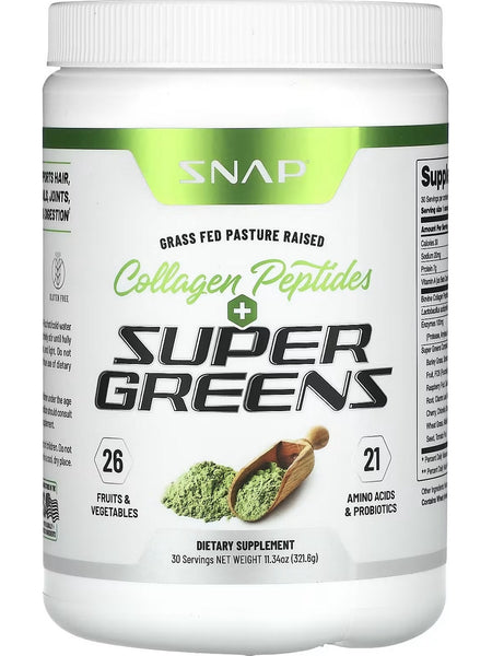 Snap Supplements, Collagen Peptides + Super Greens, 11.34 oz