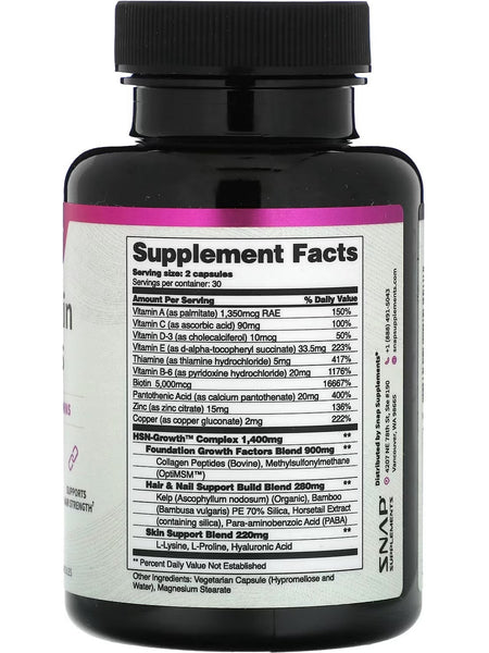 Snap Supplements, Hair, Skin, and Nails, 60 Capsules