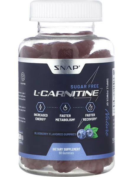 Snap Supplements, Sugar Free L-Carnitine, Blueberry, 60 Gummies