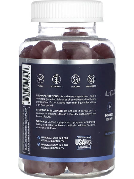 Snap Supplements, Sugar Free L-Carnitine, Blueberry, 60 Gummies