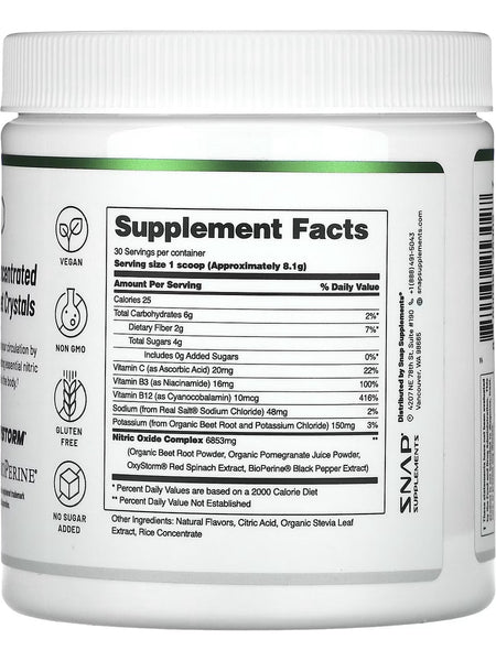 Snap Supplements, Nitric Oxide Organic Beets, Apple, 8.8 oz