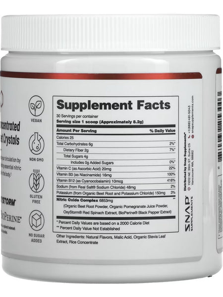 Snap Supplements, Nitric Oxide Organic Beets, Cherry Lime, 8.8 oz