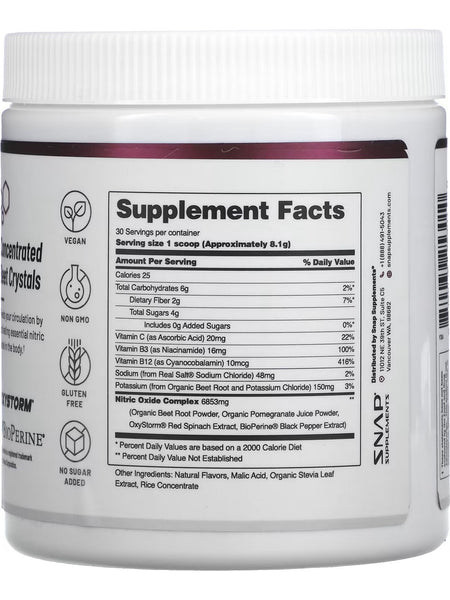 Snap Supplements, Nitric Oxide Organic Beets, Original Berry, 8.8 oz