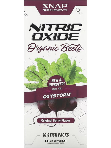 Snap Supplements, Nitric Oxide Organic Beets, Original Berry, 10 Stick Packs