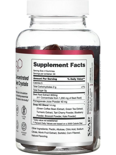 Snap Supplements, Sugar-Free Nitric Oxide Gummies, 60 Gummies