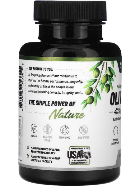 Snap Supplements, Maximum Strength Extract Olive Leaf 40% Oleuropein, 60 Servings