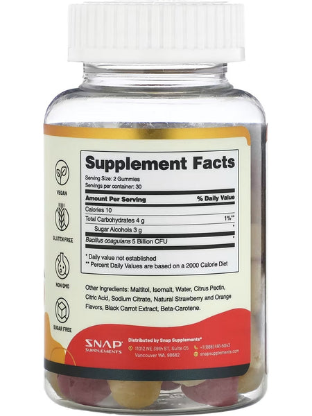 Snap Supplements, Sugar-Free Probiotic Gummies, 60 Gummies