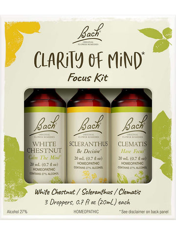 Bach Original Flower Essences, Clarity of Mind Focus Kit, 3 Droppers (0.7 fl oz each)