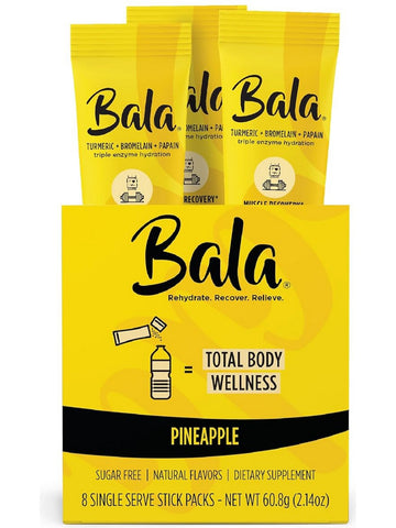 Bala Enzyme, Turmeric + Bromelain + Papain Triple Enzyme Hydration, Pineapple, 8 Single Serve Stick Packs