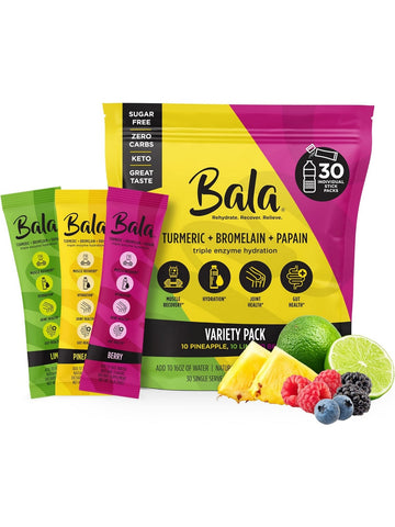 Bala Enzyme, Turmeric + Bromelain + Papain Triple Enzyme Hydration, Variety Pack, 30 Single Serve Stick Packs