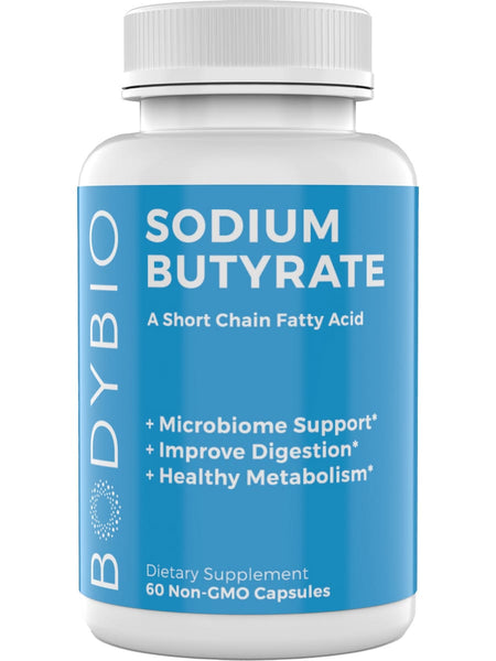 BodyBio, Sodium Butyrate, 60 Non-GMO Capsules