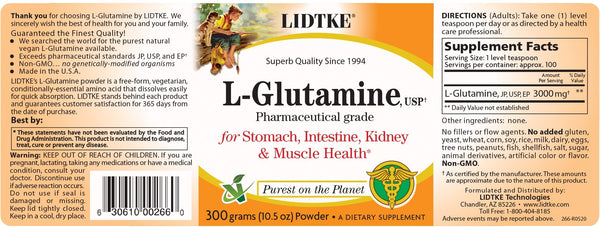 Lidtke, L-Glutamine, 300 grams Powder