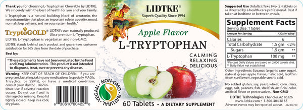 Lidtke, L-Tryptophan, Apple, 60 Tablets