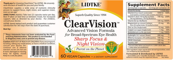 Lidtke, Clear Vision, 60 Vegan Capsules