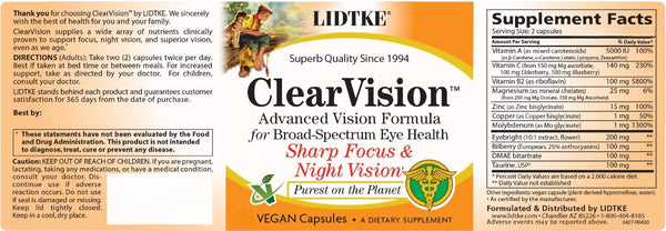 Lidtke, Clear Vision, 120 Vegan Capsules