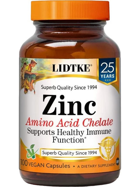 Lidtke, Zinc Amino Acid Chelate, 100 Vegan Capsules