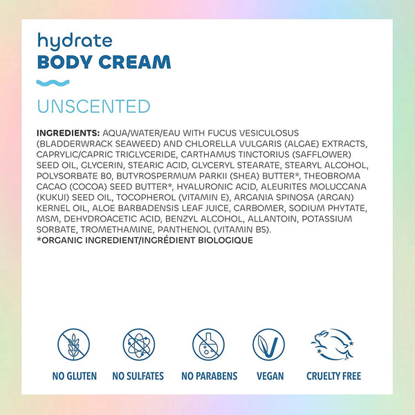 Seaweed Bath Co., Hydrate Body Cream, Unscented, 6 fl oz