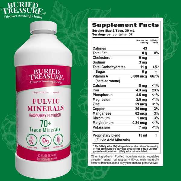 Buried Treasure, Fulvic Minerals Raspberry, 33 fl oz